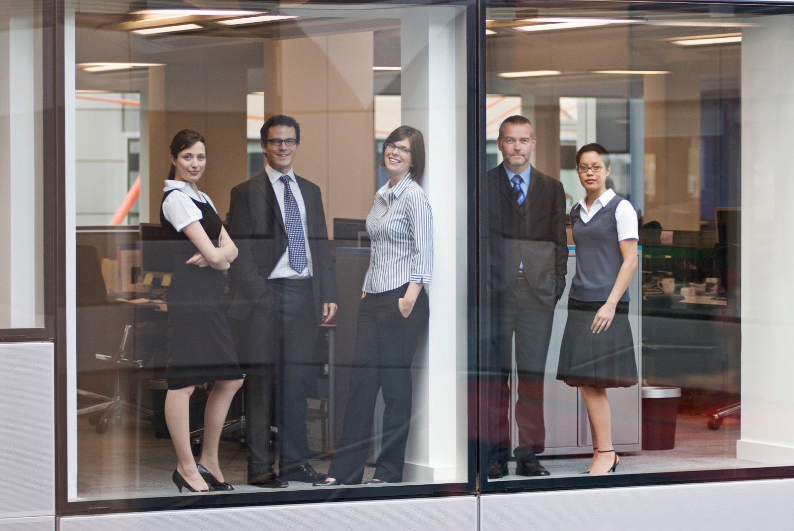 Portrait of five business people