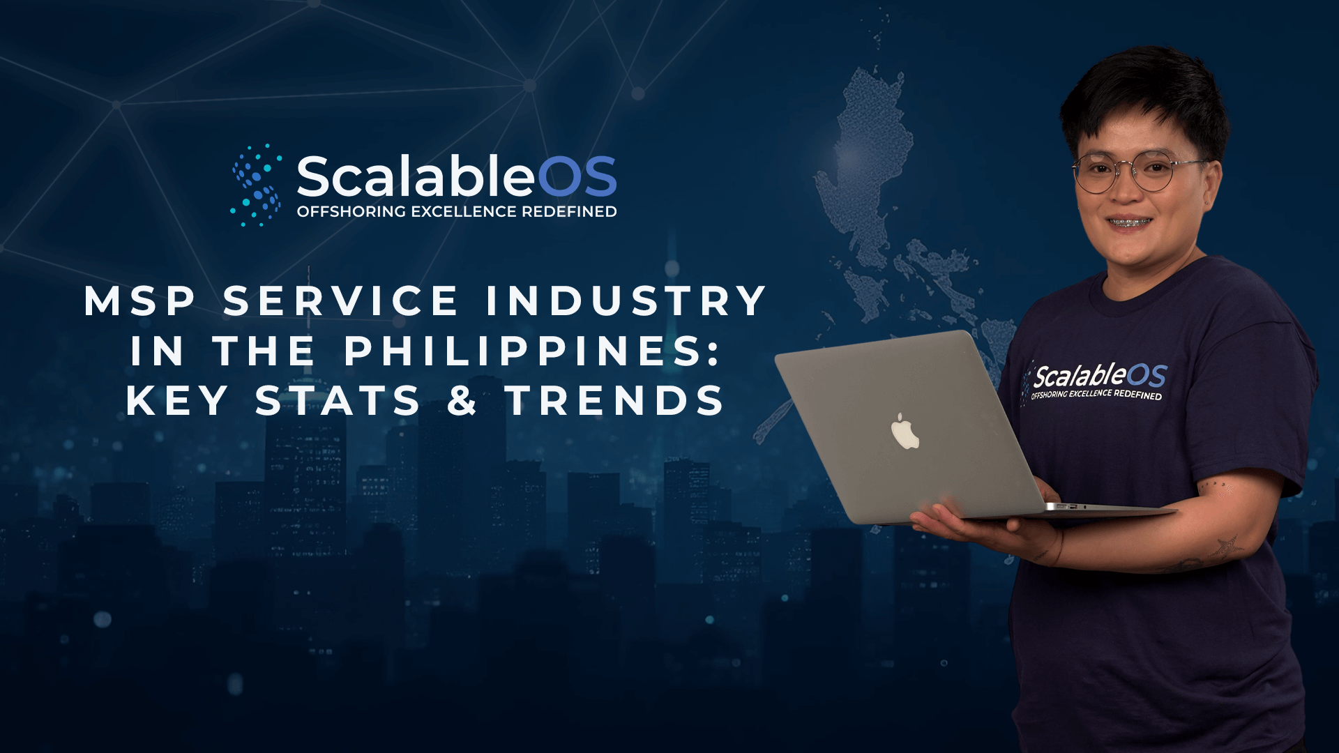 ScalableOS team member presenting key statistics and trends about the MSP service industry in the Philippines, highlighting offshoring opportunities.