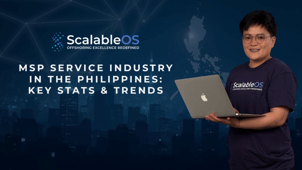 ScalableOS team member presenting key statistics and trends about the MSP service industry in the Philippines, highlighting offshoring opportunities.