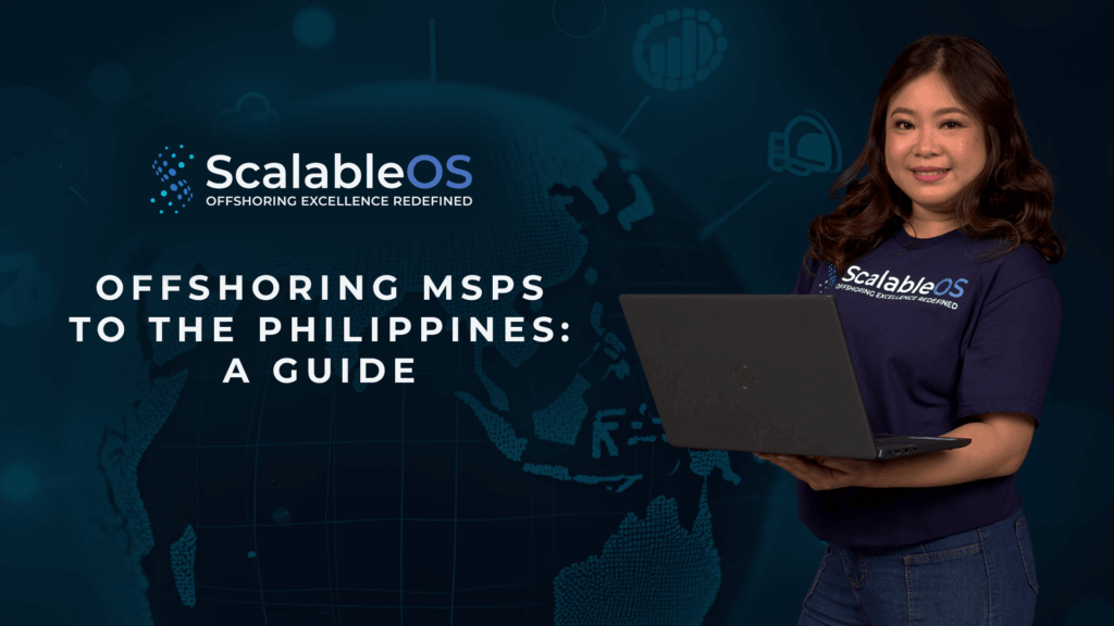 ScalableOS employee presenting a guide on offshoring managed service providers to the Philippines.