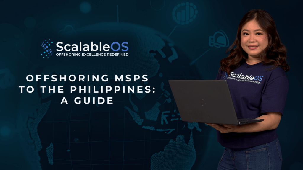 ScalableOS employee presenting a guide on offshoring managed service providers to the Philippines.